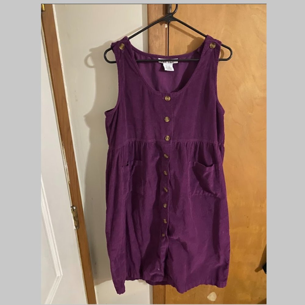 TwoTwenty Burgandy Corduroy Dress with Pockets- Large